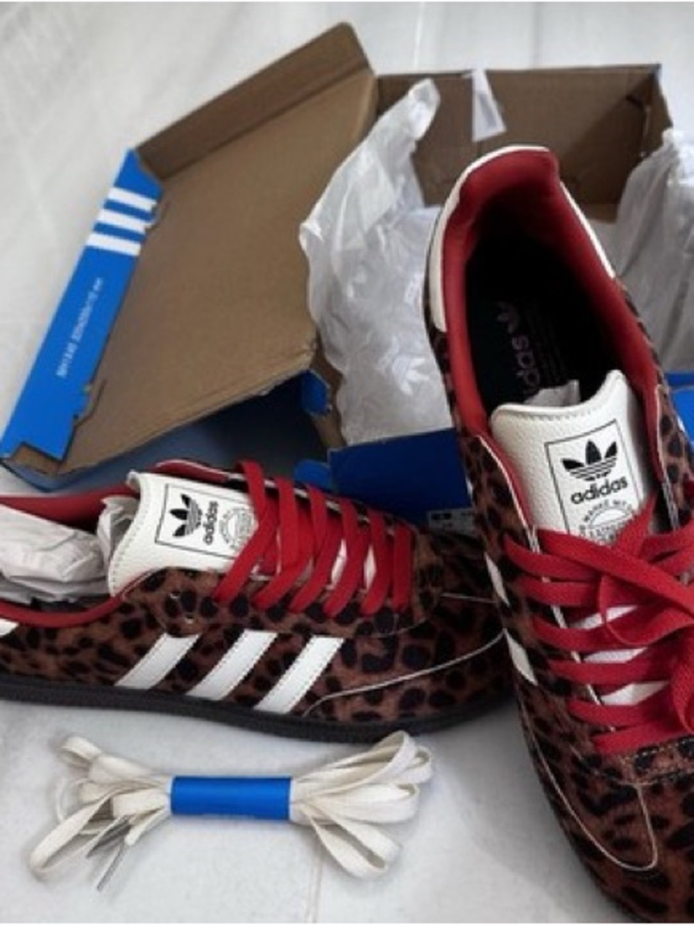 adidas Men’s Leopard Print Sneakers with Red Accents